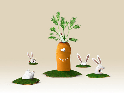 Carrot and crazy rabbits carrot graphic graphic art graphic illustration illustration rabbit