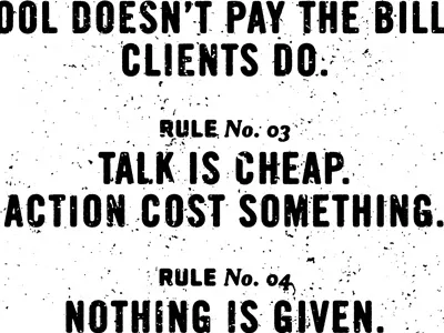 The Rulebook black texture type typography white