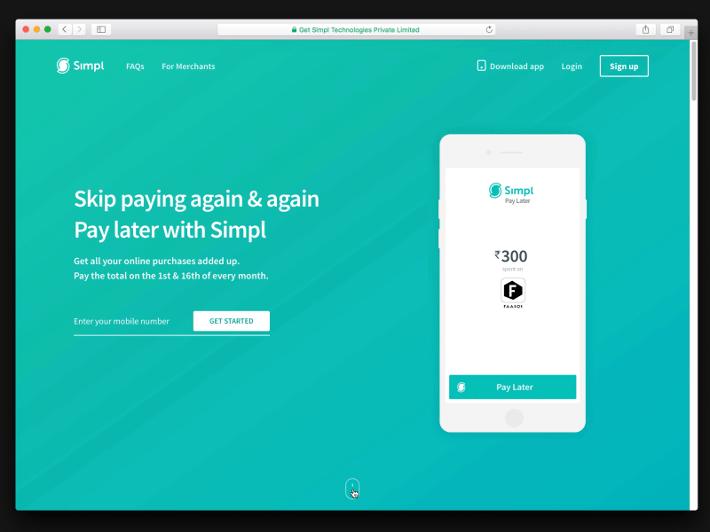 Simpl Homepage Redesign! gif homepage html interactive landingpage redesign simpl ui