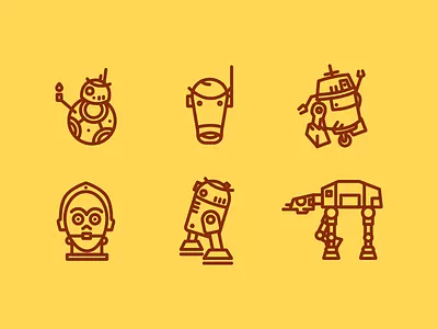 Droid Icon Set bb8 design freebie geek icon icon set iconography illustration r2d2 star wars