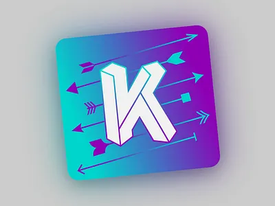 knudge icon app branding icon isometric letter logo simple wireframe