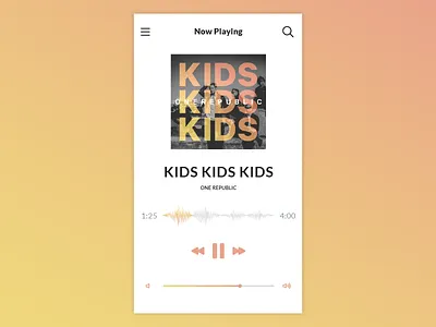 Daily UI 009 - Music Player Hint 009 app daily ui gradient marigold music music player peach ui