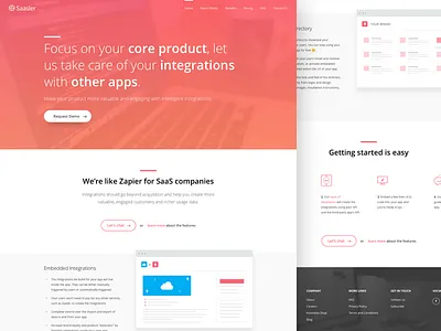 Saasler - Homepage clean homepage icons integrations landing pages website