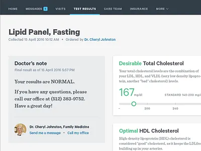 PHR 3.0 cards cholesterol health labs medical personal health phr test results