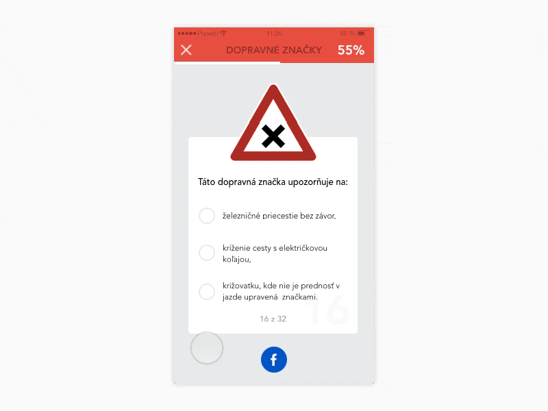 Driving school app - Road signs quiz animation animation app design ios modal principle project quiz road signs sign ui ux
