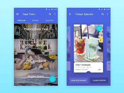 Coupon Mobile App android cards clean colourful coupon food isoflow minimal mobile mobile design restaurant ui