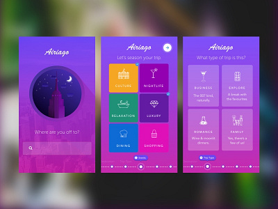 Travel App for New York City app colourful gradient illustration mobile new york city travel ui