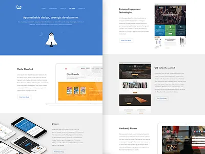 Our Work 3magine blue flat landing orange portfolip webdesign work