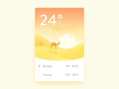 Weather App Concept app camel cloud desert design hot illustration ui weather yellow