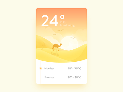 Weather App Concept app camel cloud desert design hot illustration ui weather yellow