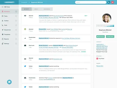 Design for sales activity dashbaord activity dashboard enterprise feed ui ui design ux ux design web web design