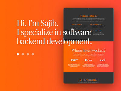 Sajibasm - Personal Landing Page coder coding portfolio developer developer portfolio flat web frontend design landing page minimal website personal landing page web design website design