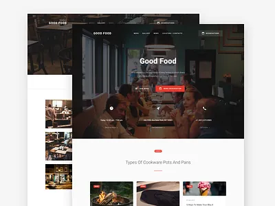 Restaurant template cafe creative food gallery kit menu reservation restaurant template ui ux