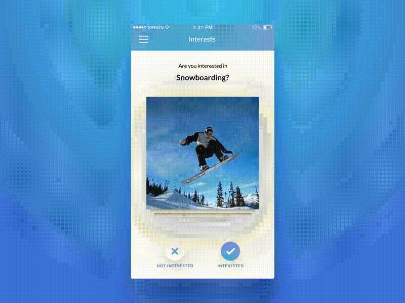 Thaw | Interest level selector interaction interaction design ios mobile principle prototype swipe swiping ui ui design ux ux design