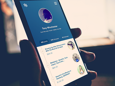 Steemit APP app profile screen steemit timeline