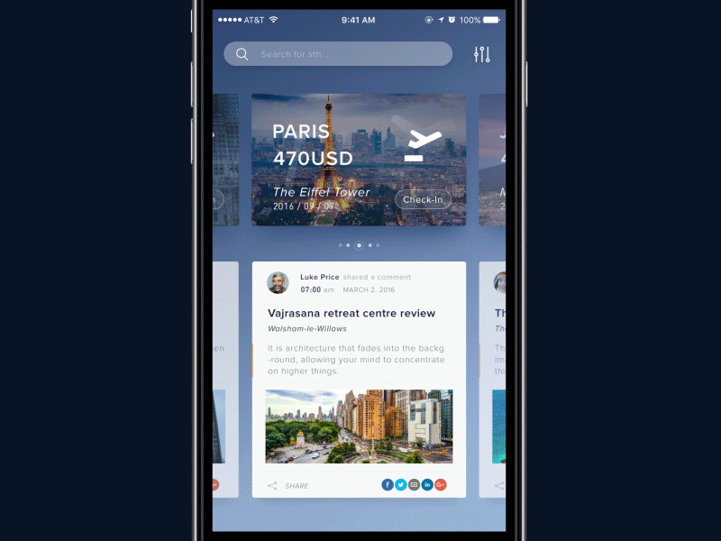 Multiple card flow app card concept flow motion select share travel ui ux