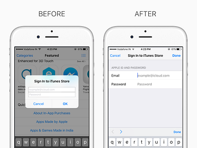 Sign In To iTunes Store apple clean interface ios login make it better makeitbetter navigation sign in ui ux white