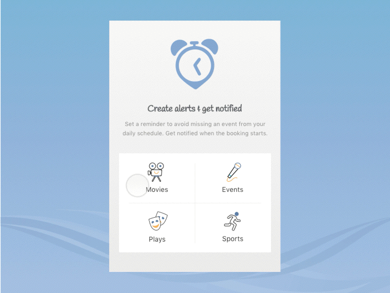 Setalert alert app bookmyshow design interaction movies principle sketch tickets ui ux