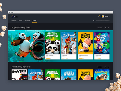 Web Movie App UI app application dark flat media movie streaming tv ui ux video web