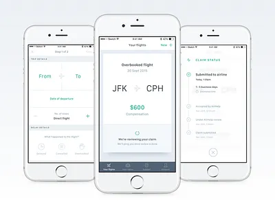 AirHelp app 2.0 airhelp app compensation flight form green mobile refund status ui ux white