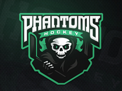 Phantoms hockey logo phantom skull sport stick zerographics