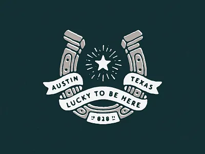Lucky To Be Here austin bandana banner horseshoe illustration star texas texture