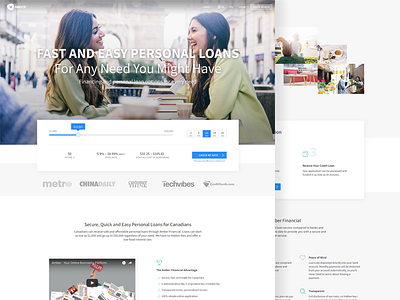 Personal Loans Landing Page application process call to action customer showcase happy users landing page online borrowing personal loans product highlights