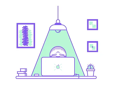 Working Late design illustration late night nightowl working