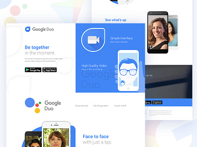 Google Duo App Landing Page Concept app landing duo facetime google google design illustration landing page mobile phone product landing page ui ux video call