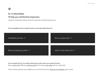 New Homepage WIP minimal website