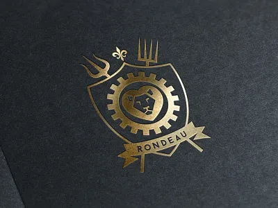 Rondeau Family Crest crest family crest flat gear lion