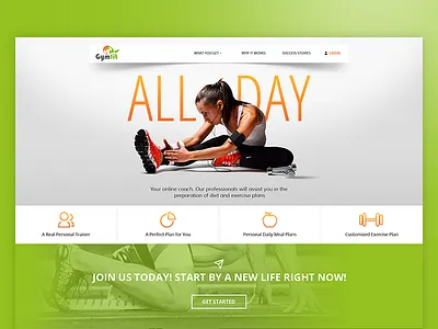 GymFit clean sport ui ux web website