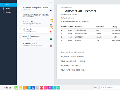 Web Enquiries Screen crm dashboard enquiries inbox