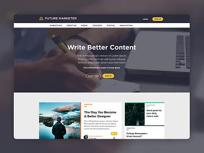 Future Marketer Landing Page cards hero image landing page marketing navigation saas ui ux web