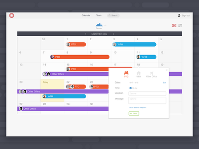 OOO calendar ui