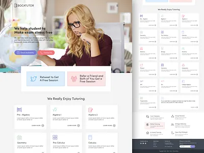 Study Website layout purple red simple student study website