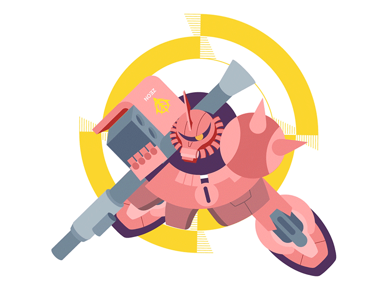 Gundam 0079_ZAKUⅡ CHAR' S CUSTOM gundam icon illustration motion phone robot ui zaku zeong
