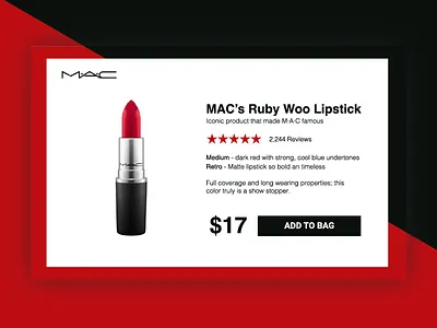 Daily UI 012 - E Commerce Shop 012 black clean daily ui e commerce shop lipstick mac red ruby woo white