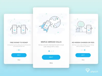 Onboarding Screens - Sketch Freebie characters free freebie illustration international calls mobile design onboarding screens sketch user interface walkthrough screens