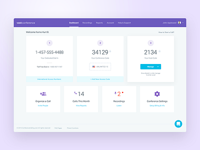 Conference Calling - New Dashboard app clean dashboard design experience interface ui user ux web website