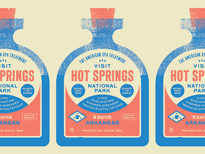 Type Hike – Hot Springs National Park arkansas bottle hot springs label national park old timey lingo park poster project typography water