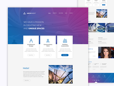 Archi Next website (FREE WordPress and PSD) architect building clean design landing page minimal design real estate website