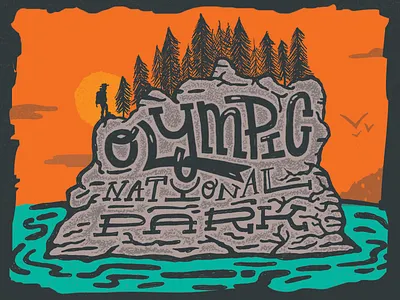 Type Hike — Olympic National Park adventure hand drawn hand type hike hiking illustration mountains national nostalgic parks type type hike