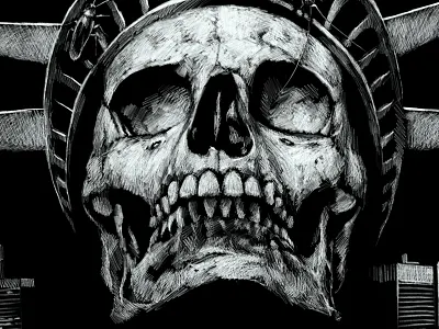 Unbreakable drawing graffiti illustration liberty new york nyc skull skyscraper statue subway urban usa