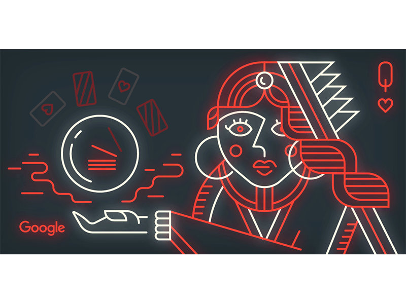 Queen of Hearts Neon cards character crystal ball fortune teller future gif hearts icon neon queen solitaire