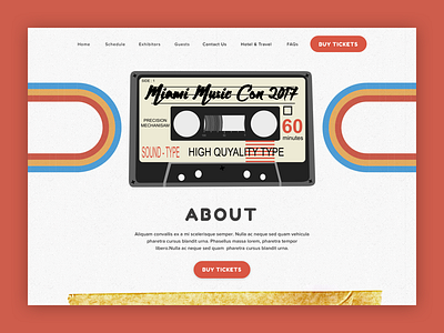 Vintage 70s Inspired Landing Page 70s branding cassette tape cta event graphics landing page vintage visual web