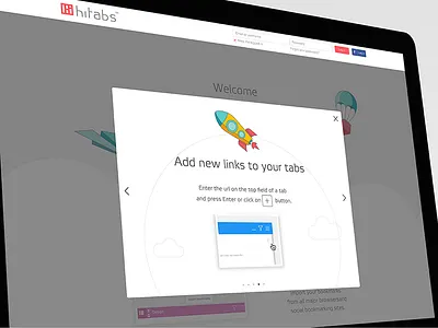 Redesign for Hitabs.com desktop hitabs link plane popup rocket tabs website