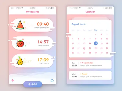 Recording my fruit plan app color fruit ui