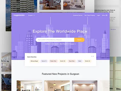 Landing Page activity filter landing page listing onboarding post property real estate search ui ux web