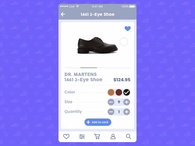 Animation of concept design for e-commerce shop application animation application blue concept design e commerce gif ios mlsdev shoe shop